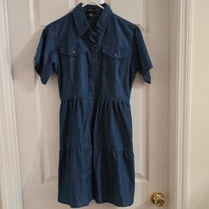 Chesley Dark Blue Denim Shirt Dress